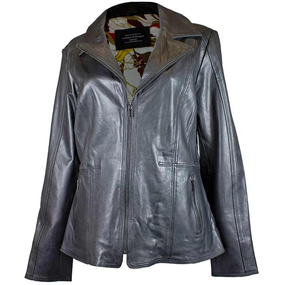 BOL Women's Classic Open Collar Leather Jacket EX-STOCK Canada