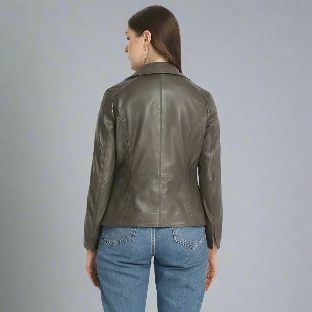 Chaqueta de cuero clásica de mujer con cuello abierto BOLEX-STOCK Canada