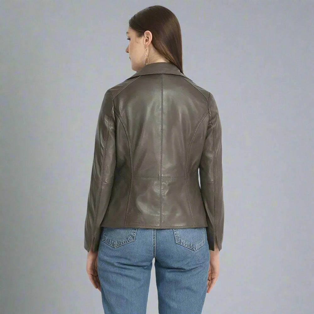BOL Women's Classic Open Collar Leather Jacket EX-STOCK Canada