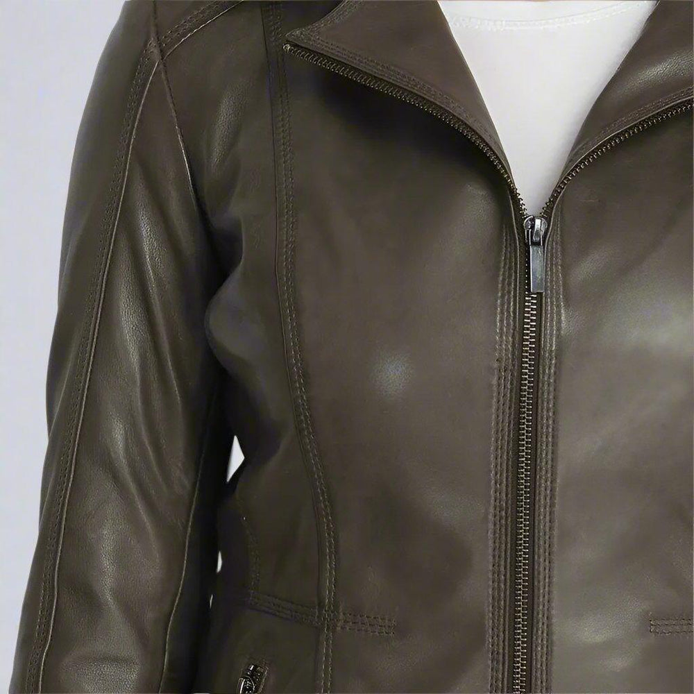 BOL Women's Classic Open Collar Leather Jacket EX-STOCK Canada