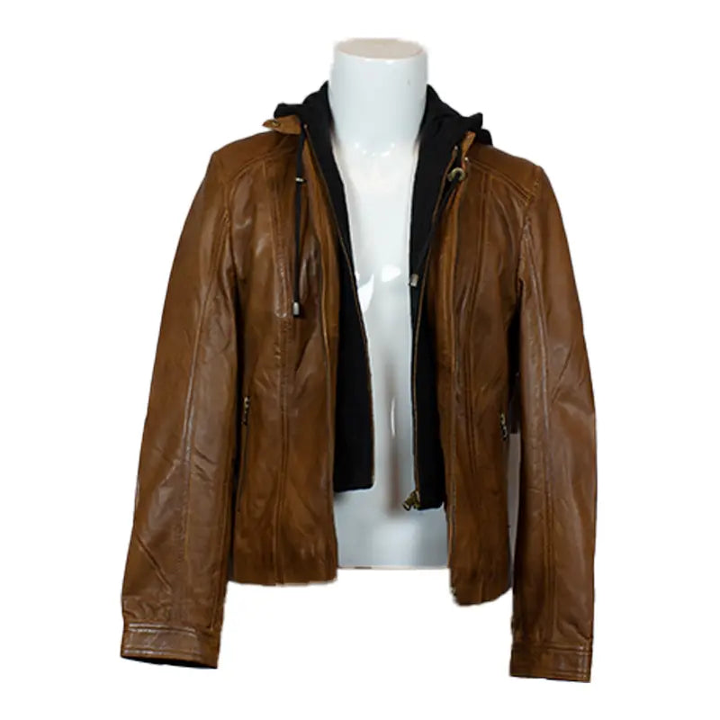 Chaqueta de cuero con capucha desmontable para mujer BOLEX-STOCK Canada