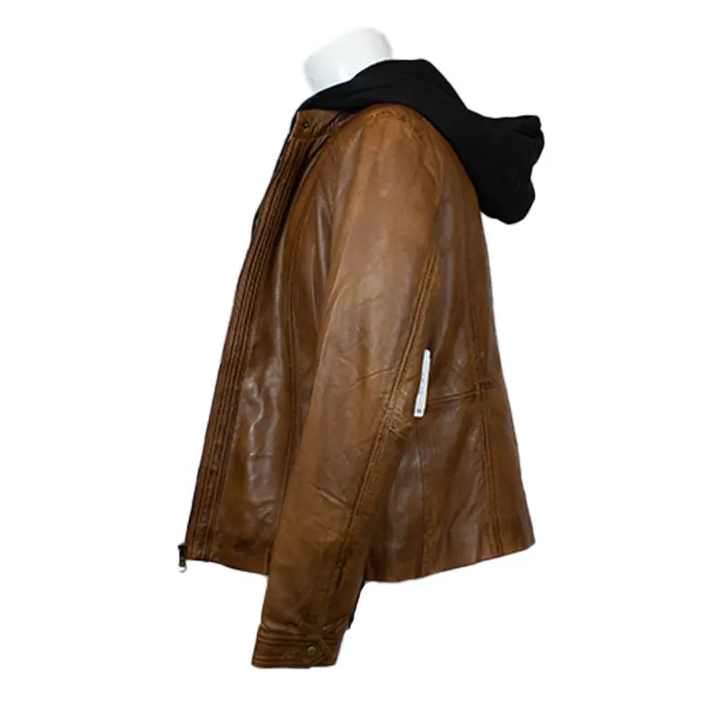 Chaqueta de cuero con capucha desmontable para mujer BOLEX-STOCK Canada