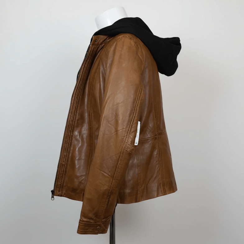 Veste en cuir pour femmes BOL avec capuche amovible