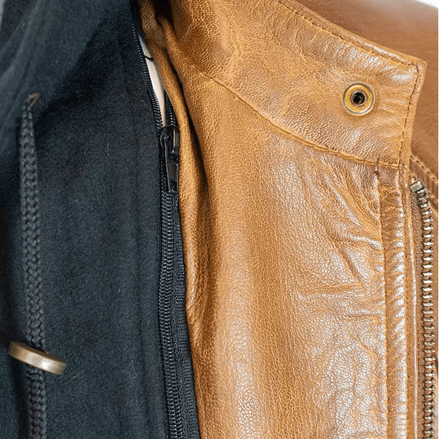 Veste en cuir pour femmes BOL avec capuche amovible