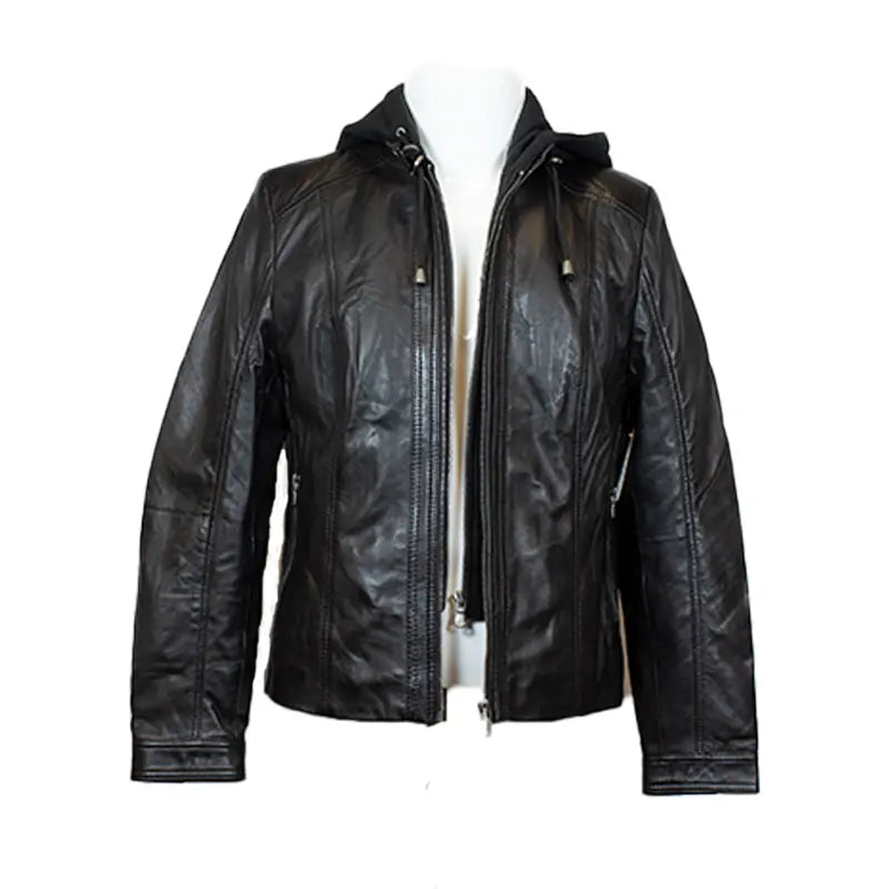 Chaqueta de cuero con capucha desmontable para mujer BOLEX-STOCK Canada