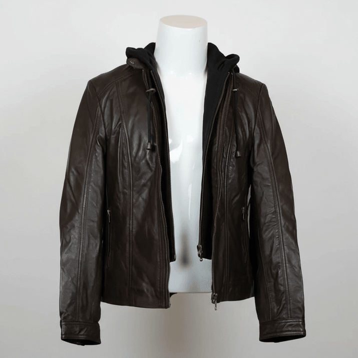 Veste en cuir pour femmes BOL avec capuche amovible