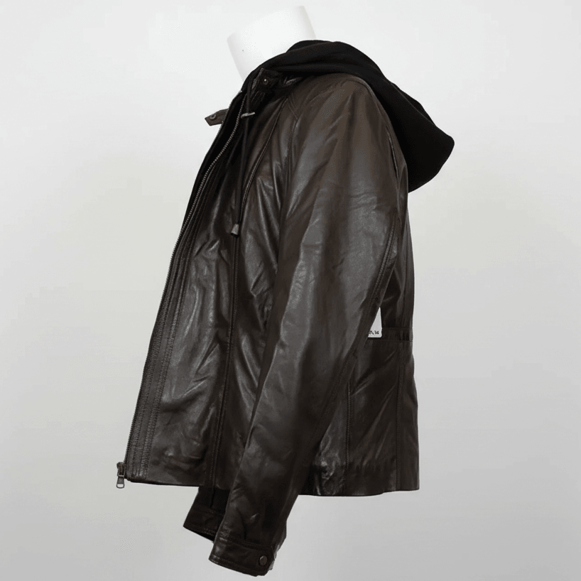 Veste en cuir pour femmes BOL avec capuche amovible