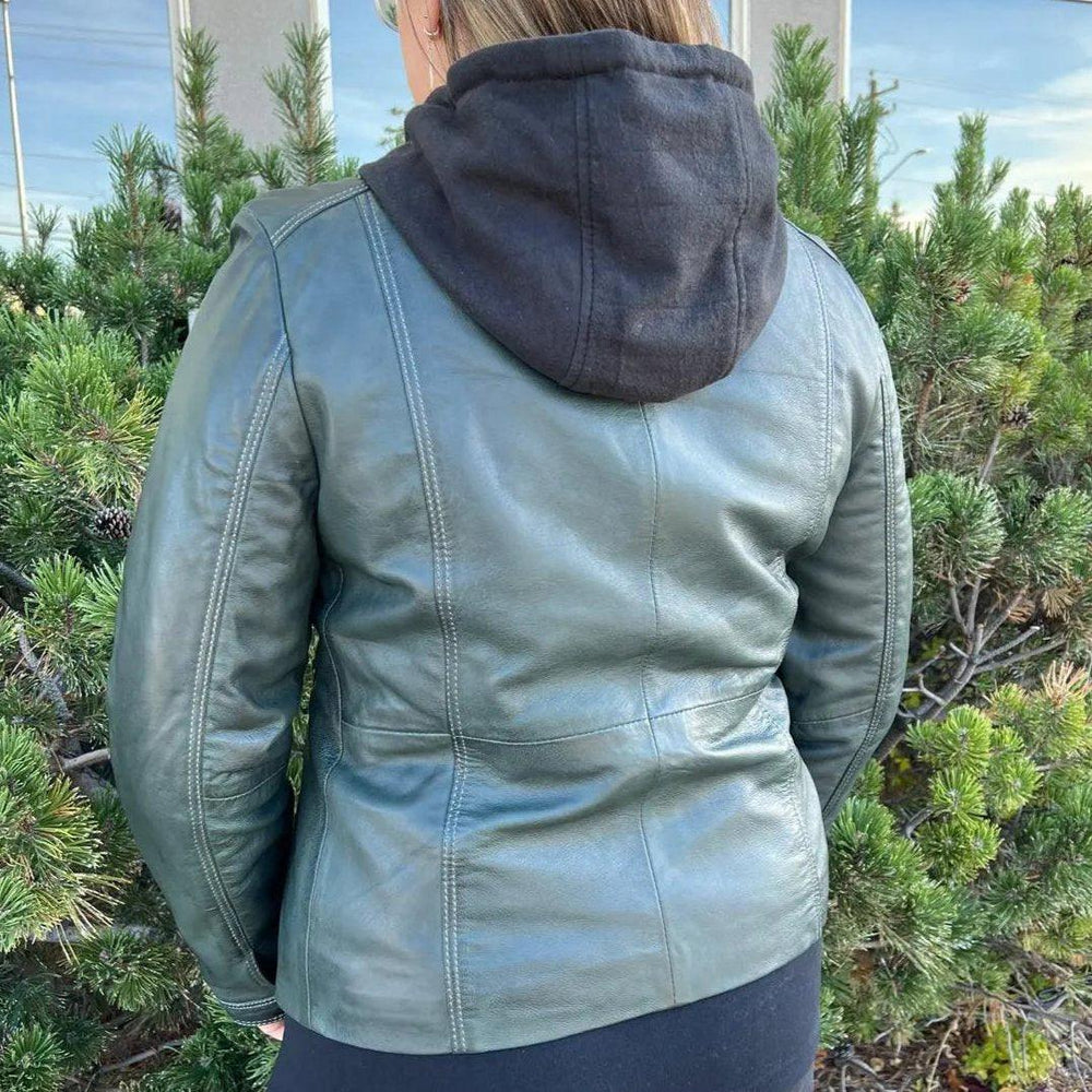 Veste en cuir pour femmes BOL avec capuche amovibleEX-STOCK Canada