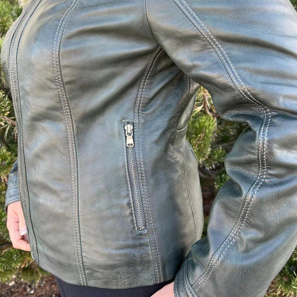 Veste en cuir pour femmes BOL avec capuche amovibleEX-STOCK Canada