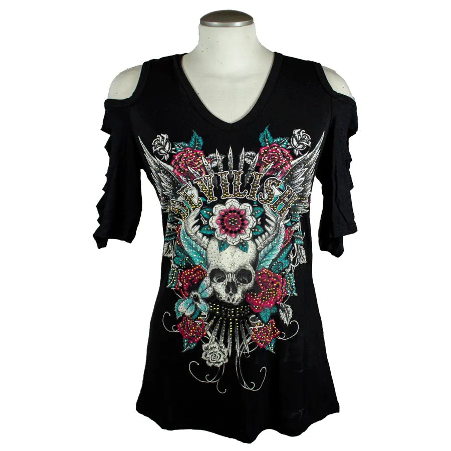 Top BOL para mujer con hombros descubiertos y estilo diabólicoEX-STOCK Canada