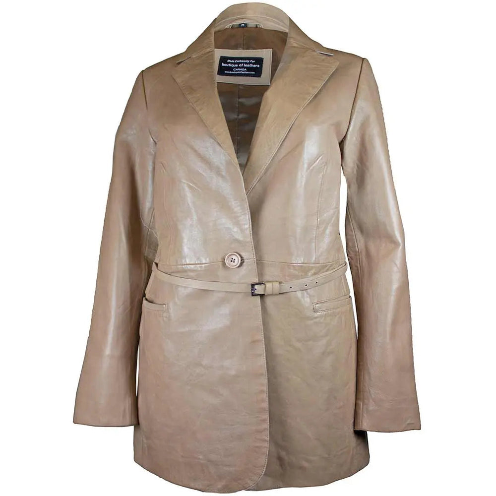 Abrigo de cuero para mujer BOL con cinturón ajustable | Chaqueta de cueroEX-STOCK Canada