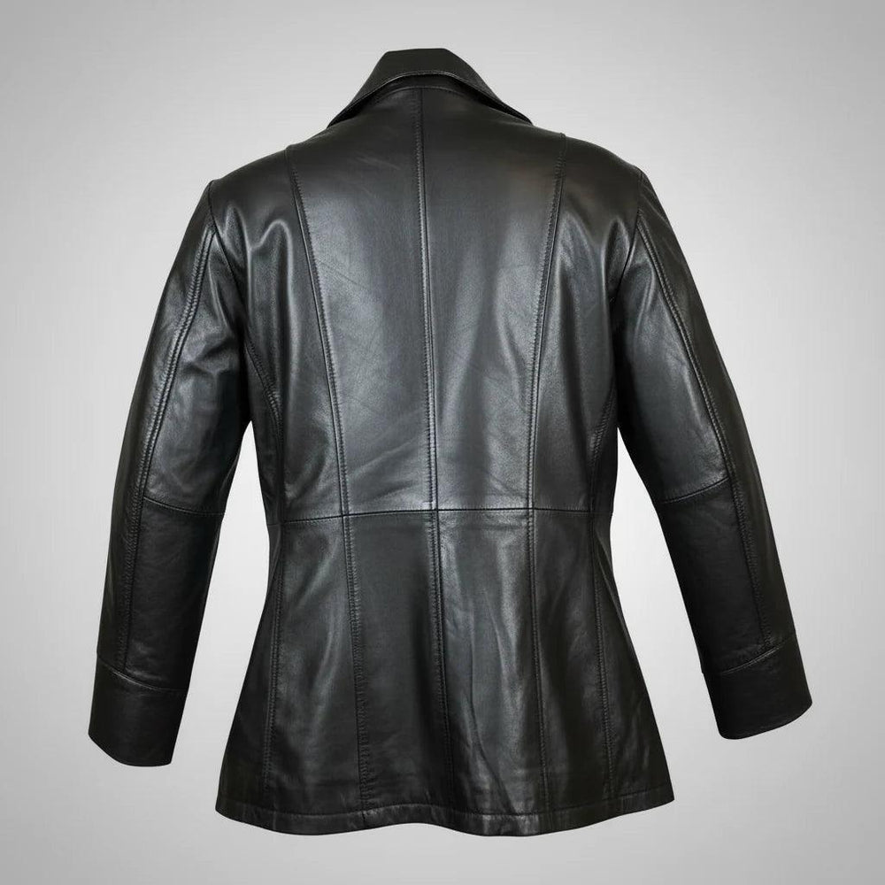 Veste classique pour femme en cuir d'agneau mi-longueEX-STOCK Canada