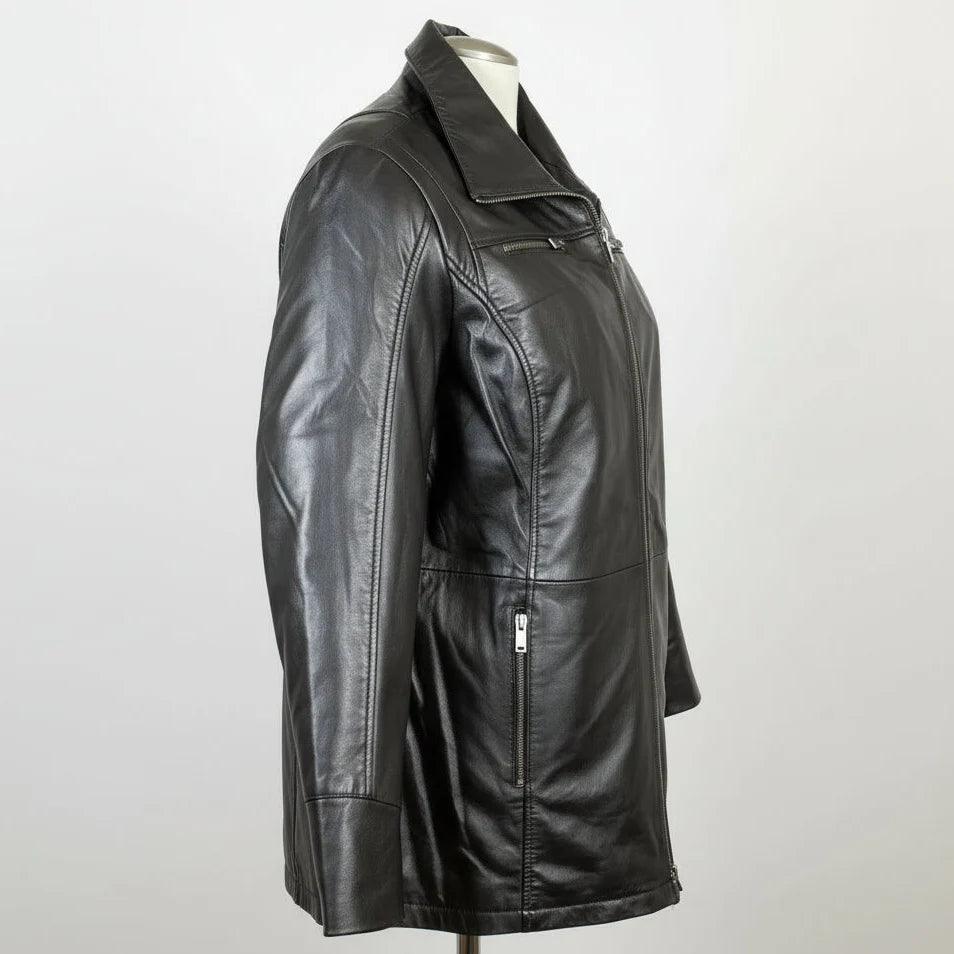 Veste classique pour femme en cuir d'agneau mi-longueEX-STOCK Canada