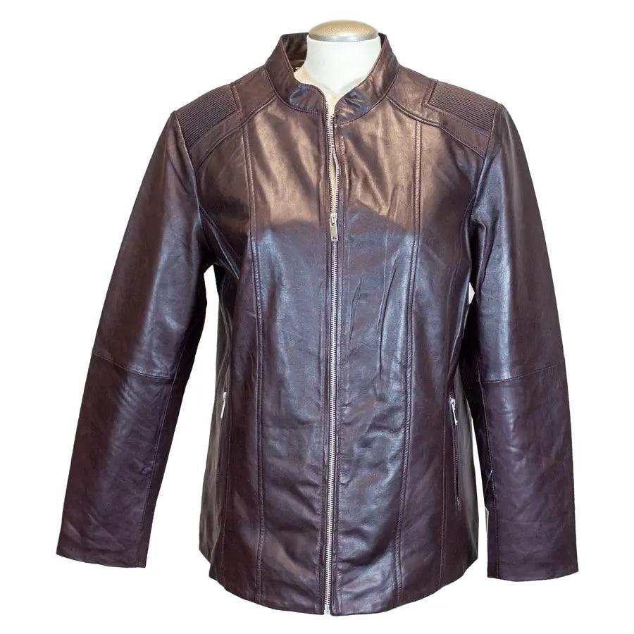 Veste en cuir à épaules côtelées Paulina pour femmes BOLEX-STOCK Canada