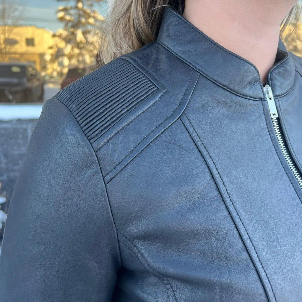 Veste en cuir à épaules côtelées Paulina pour femmes BOLEX-STOCK Canada