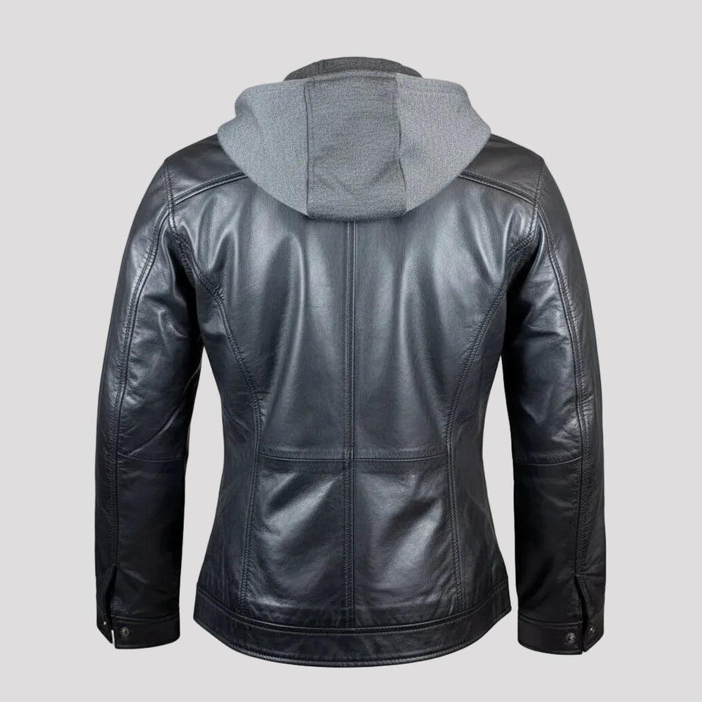 BOL Women's Removable Hood Leather Jacket