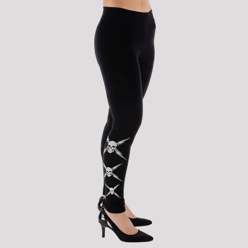 Leggings pour femmes BOL avec crâne en strass