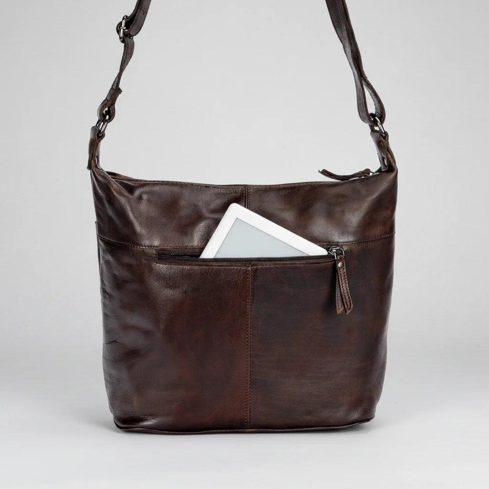 Greenwood Leather Shoulder Bag with 2 Zip Pockets