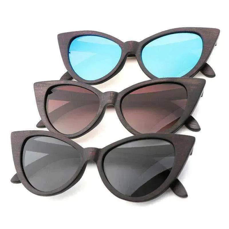 Bamboo Wood Glasses Fashion Ladies Cat Eye Polarized Sunglasses - EX-STOCK Canada
