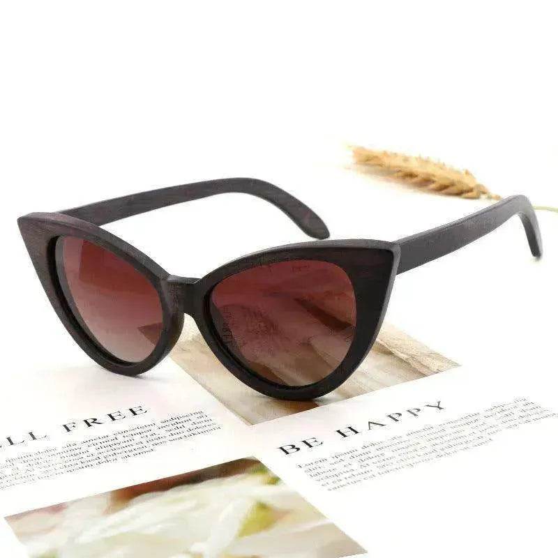 Bamboo Wood Glasses Fashion Ladies Cat Eye Polarized Sunglasses - EX-STOCK Canada