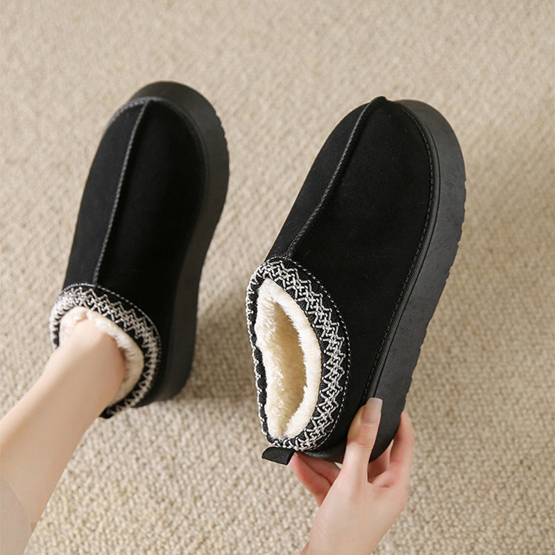 Baotou Plush Half Slippers Home Snow Boots Women's Fleece Warm Thick Bottom Cotton Shoes Ankle Flats EX-STOCK Canada