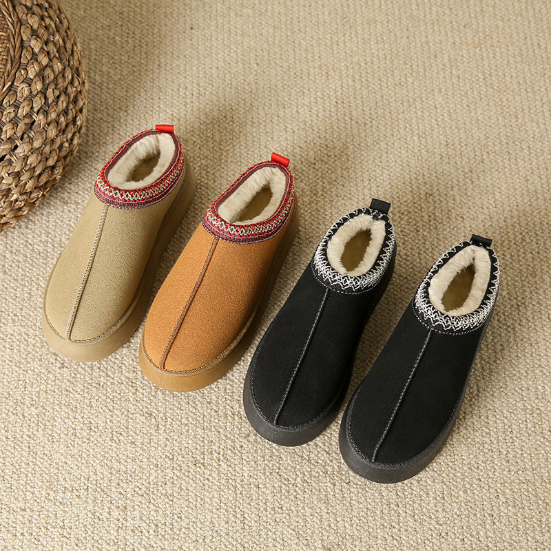 Baotou Plush Half Slippers Home Snow Boots Women's Fleece Warm Thick Bottom Cotton Shoes Ankle Flats EX-STOCK Canada