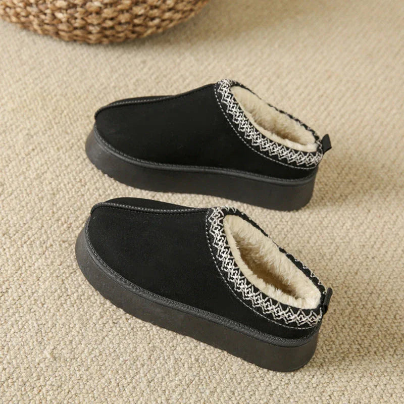 Baotou Plush Half Slippers Home Snow Boots Women's Fleece Warm Thick Bottom Cotton Shoes Ankle Flats EX-STOCK Canada
