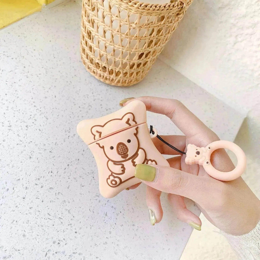 غطاء حماية لسماعات AirPods بتصميم تخزين بسكويت الدب EX-STOCK Canada