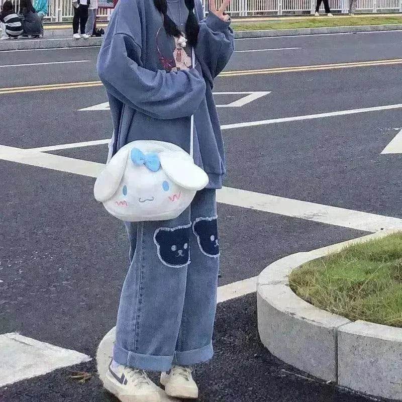 Bear Patchwork Jeans Women's New Loose Wide-leg Pants - EX-STOCK Canada