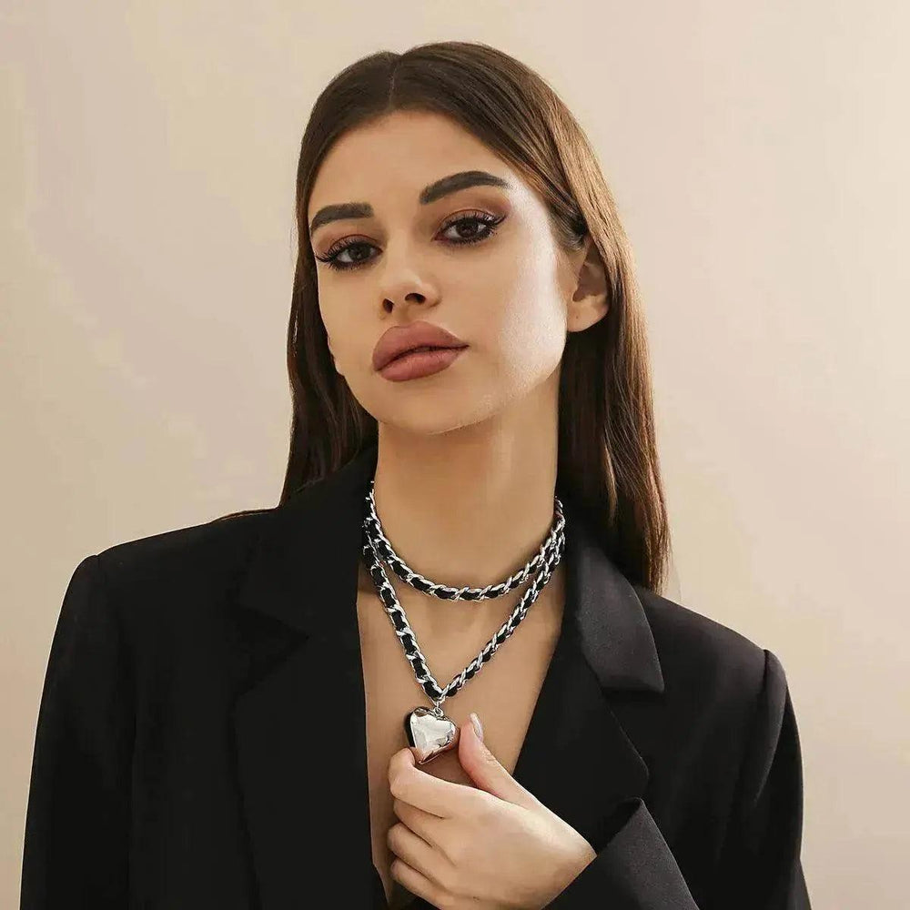 Big Love Double-layer Chains Design Necklace Women Street Punk Style Necklace Fashion Jewelry - EX-STOCK Canada