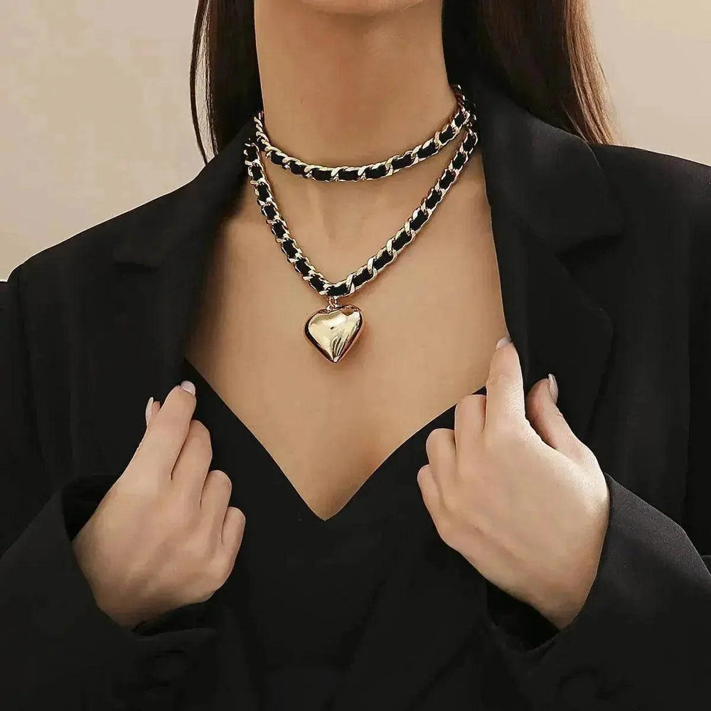 Big Love Double-layer Chains Design Necklace Women Street Punk Style Necklace Fashion Jewelry - EX-STOCK Canada