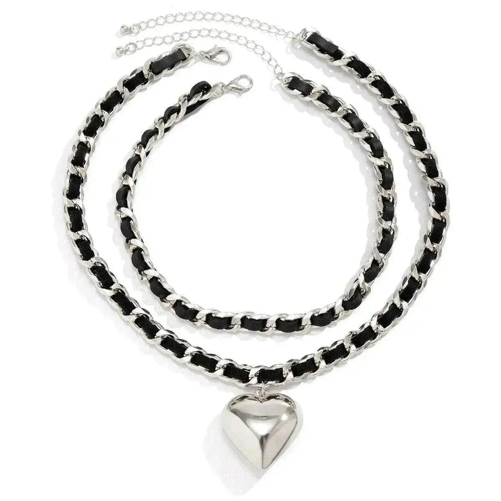 Big Love Double-layer Chains Design Necklace Women Street Punk Style Necklace Fashion Jewelry - EX-STOCK Canada