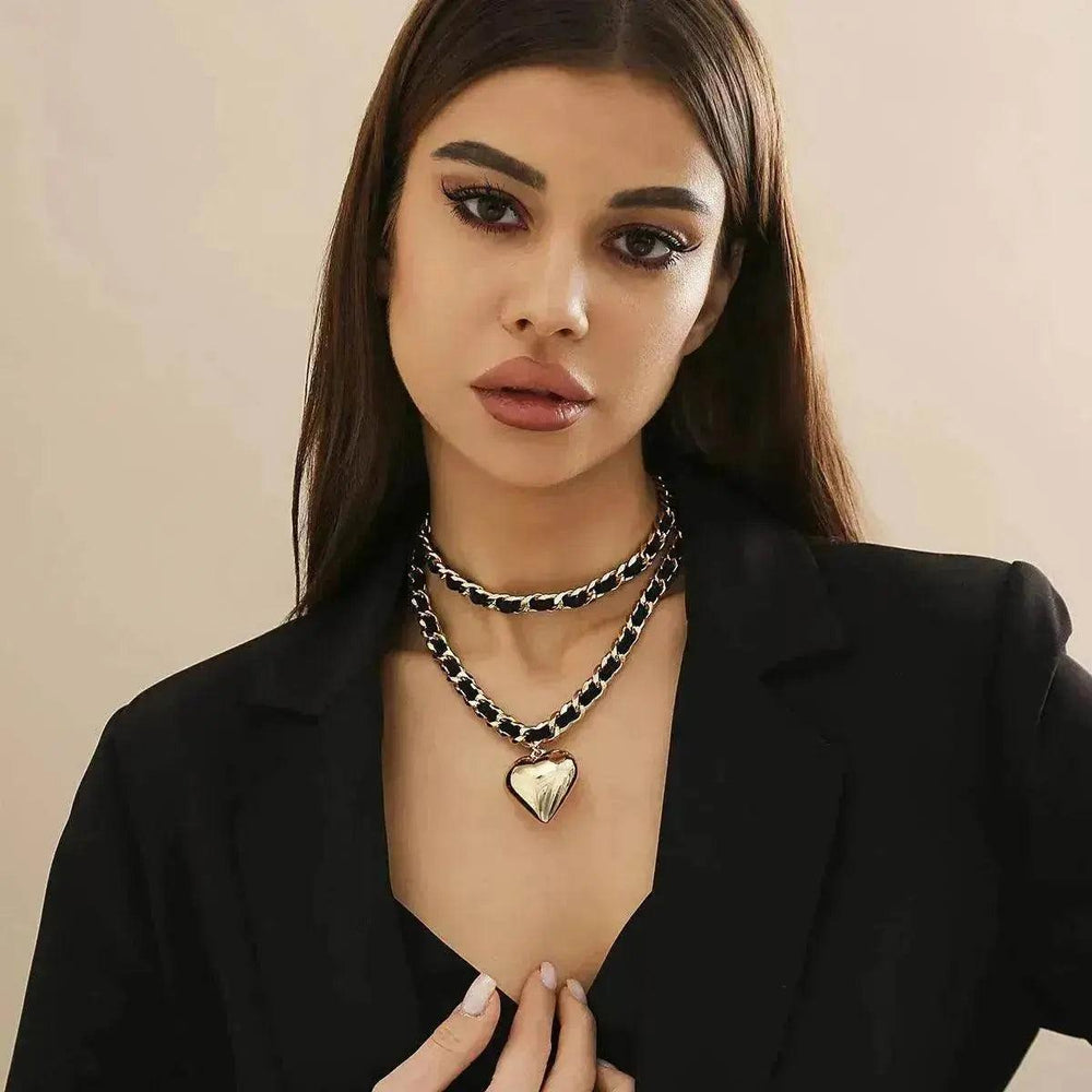 Big Love Double-layer Chains Design Necklace Women Street Punk Style Necklace Fashion Jewelry - EX-STOCK Canada