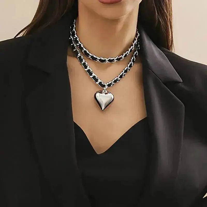 Big Love Double-layer Chains Design Necklace Women Street Punk Style Necklace Fashion Jewelry - EX-STOCK Canada