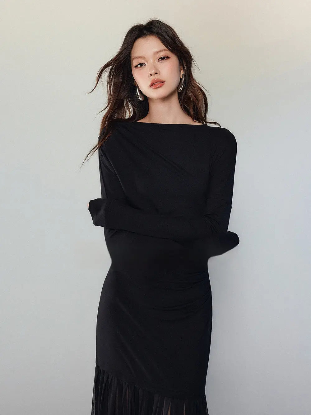 Black Panel Mesh Dress Women - EX-STOCK Canada