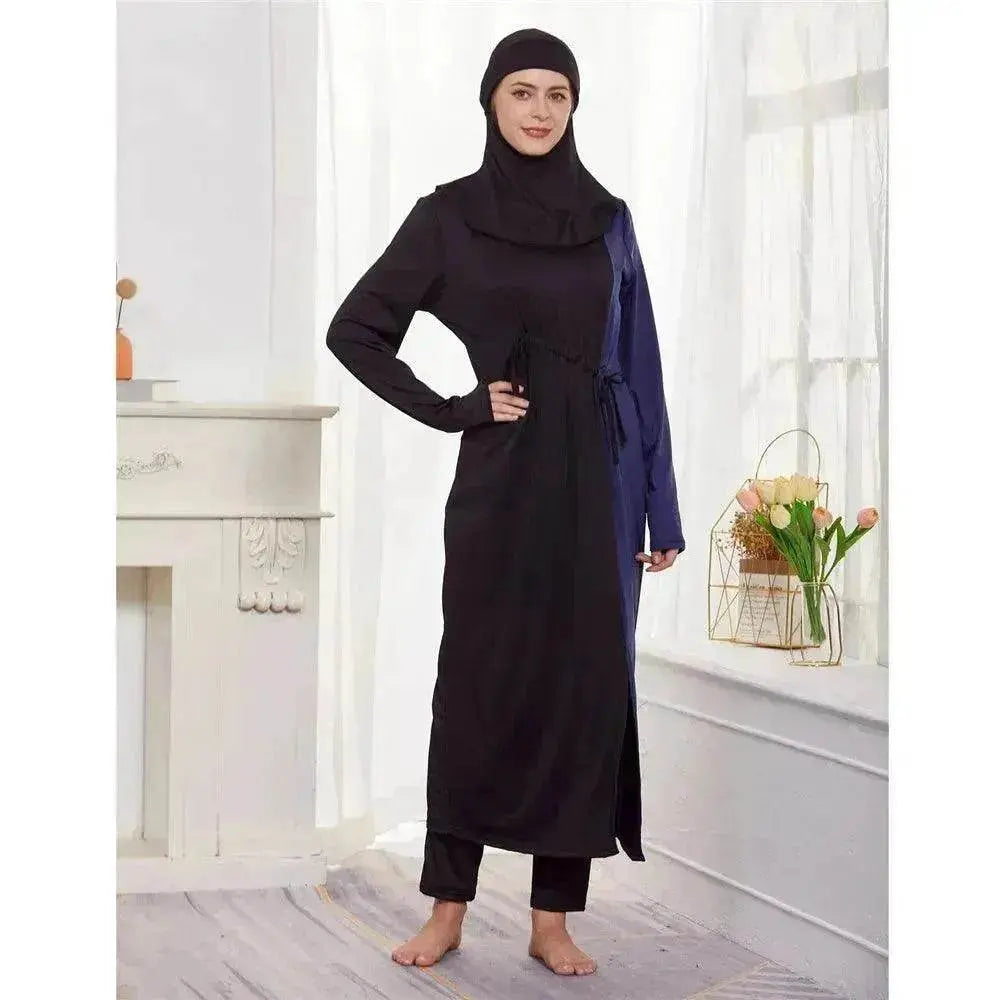 Black Women's Arab 2 Pieces Sets Long Sleeve Top Dress and Pants Abaya Outfits - EX-STOCK Canada