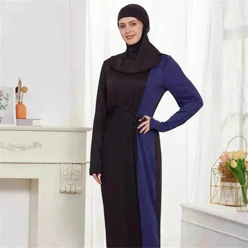 Black Women's Arab 2 Pieces Sets Long Sleeve Top Dress and Pants Abaya Outfits - EX-STOCK Canada