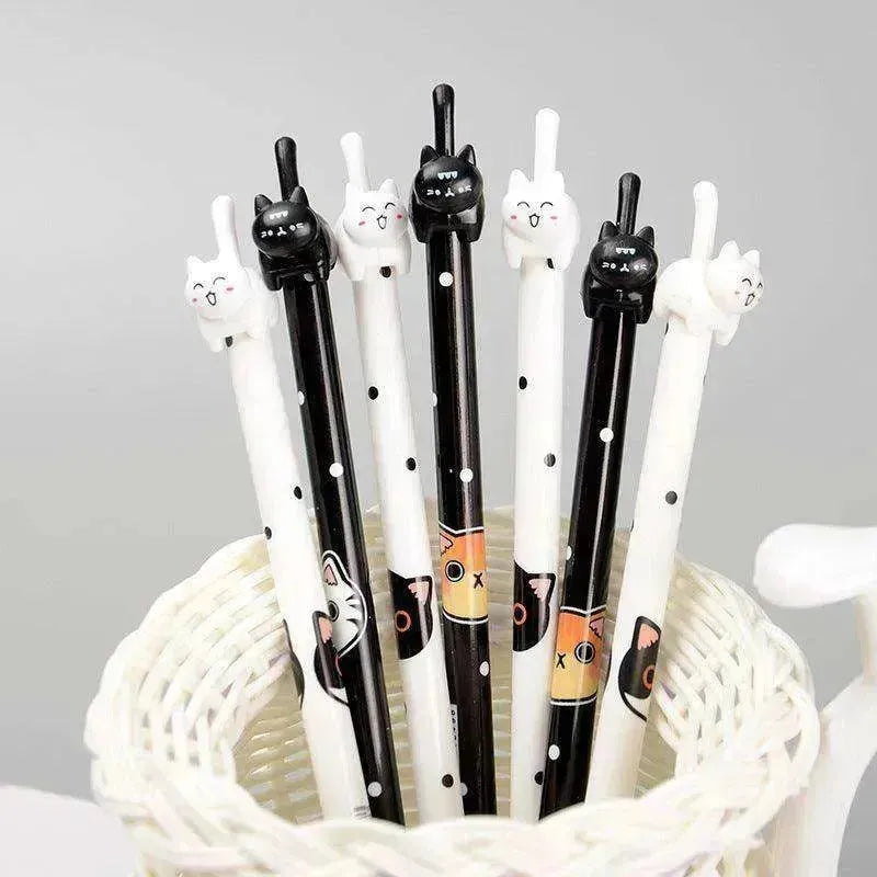 Stylo gel à motif chat noir et blanc pour bureau et fournitures scolaires - EX-STOCK Canada