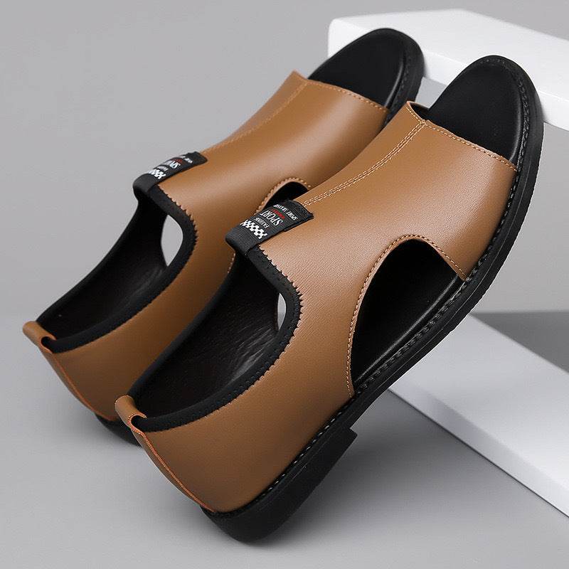 Breathable Men's Hole Shoes Casual Soft Bottom Delivery Rome Leather Sandals EX-STOCK CANADA