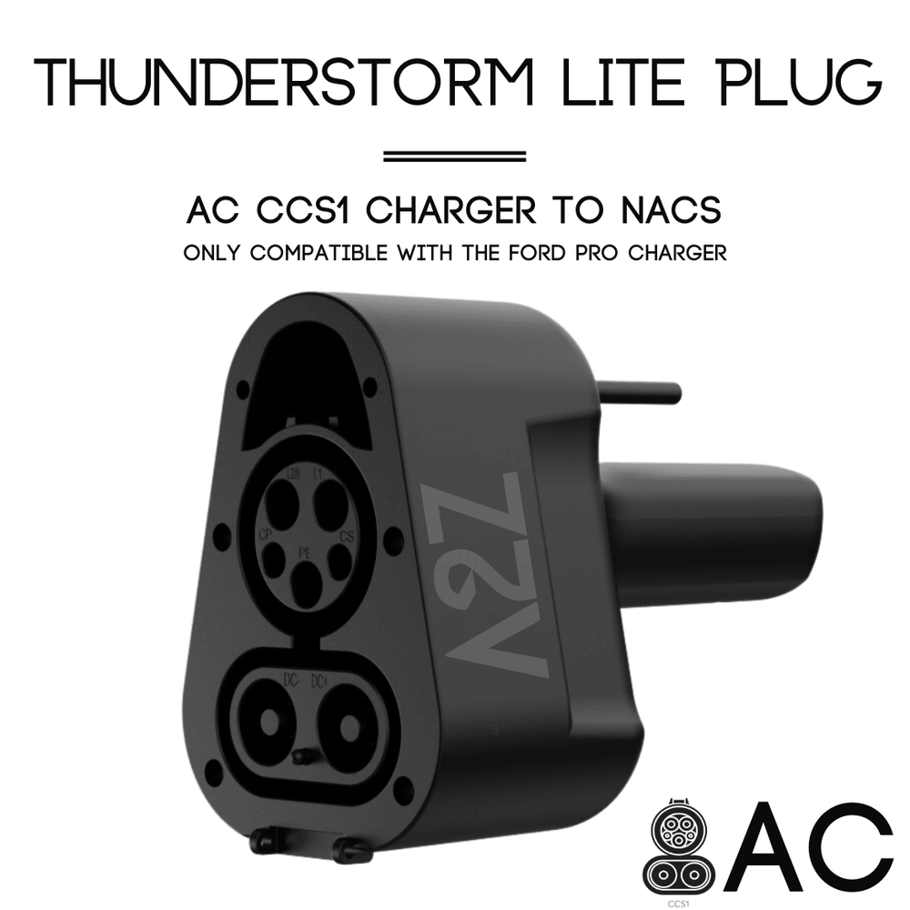 شاحن CCS1 إلى سيارة NACS | تيار متردد | فقط لشاحن Ford Pro وشاحن GM Powershift | قابس Thunderstorm Lite