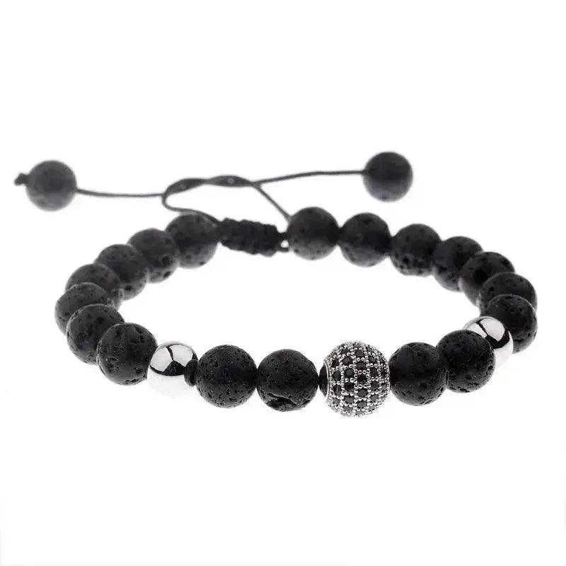 Bracelet homme en perles tissées CZ Zircon Pavé Lava - EX-STOCK Canada