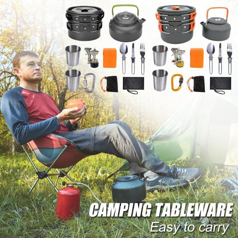 Kit de vaisselle de camping Ensemble de cuisine extérieure Équipement en aluminium Casserole extérieure Vaisselle de voyage Cuisine Randonnée Pique-nique BBQEX-STOCK Canada