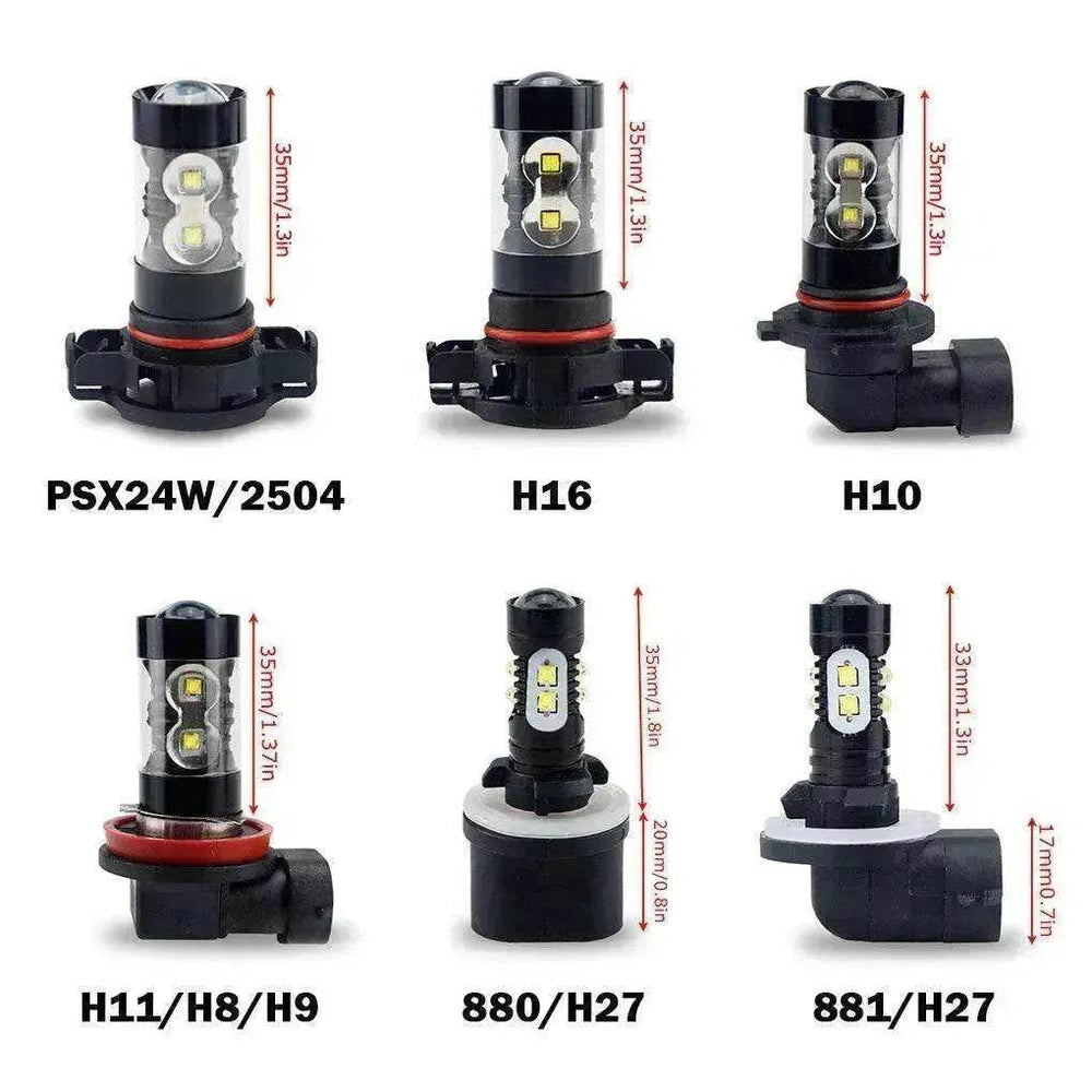 Car Lights Styling High Power 6000K White LED Fog Bulbs H10 Socket - EX-STOCK Canada