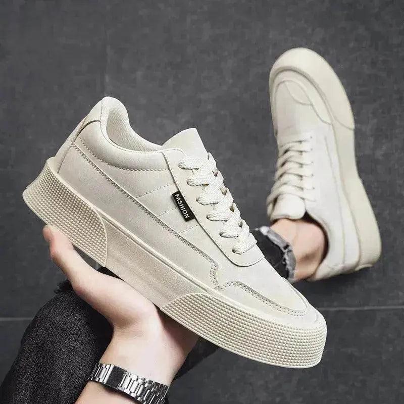 Casual Board Flat Shoes Men Breathable Thick-soled Lace-up Sneakers For Walking Running - EX-STOCK Canada