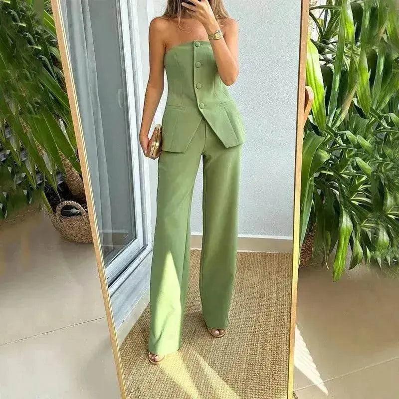 Mode décontractée Costume sur mesure Bouton Haut tube élégant Pantalon de costume - EX-STOCK Canada