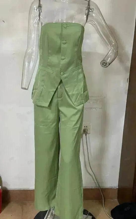Casual Fashion Tailored Suit Button Graceful Tube Top Suit Pants - EX-STOCK Canada