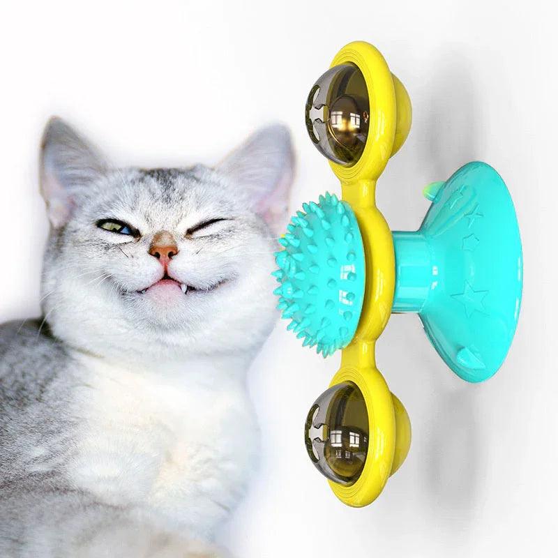 Cat Rotating Windmill Multi-Function Toys Itch Scratching Device Teeth Shining Toy EX-STOCK Canada