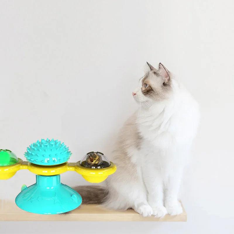 Cat Rotating Windmill Multi-Function Toys Itch Scratching Device Teeth Shining Toy EX-STOCK Canada