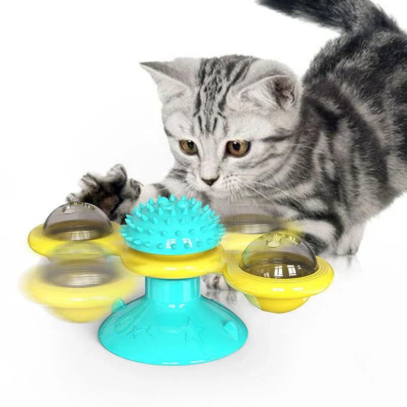 Cat Rotating Windmill Multi-Function Toys Itch Scratching Device Teeth Shining Toy EX-STOCK Canada