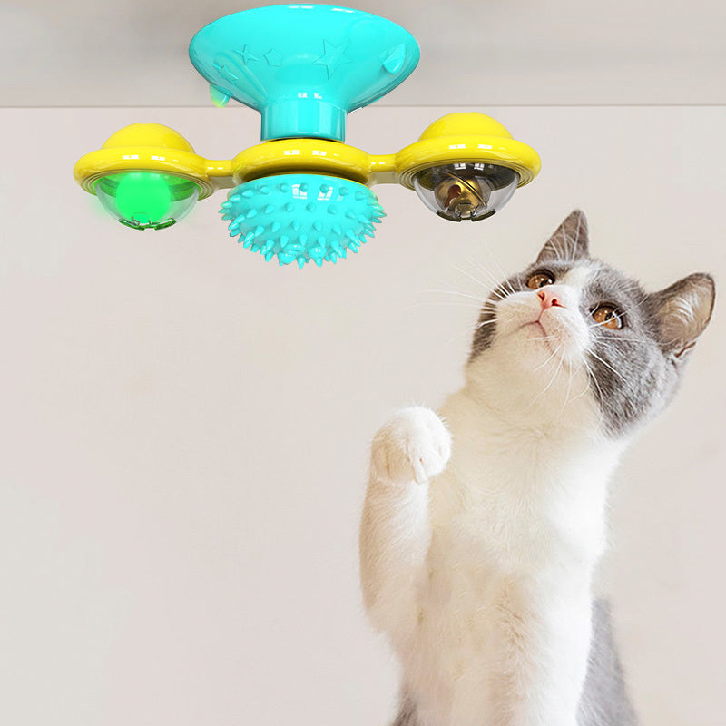 Cat Rotating Windmill Multi-Function Toys Itch Scratching Device Teeth Shining Toy EX-STOCK Canada